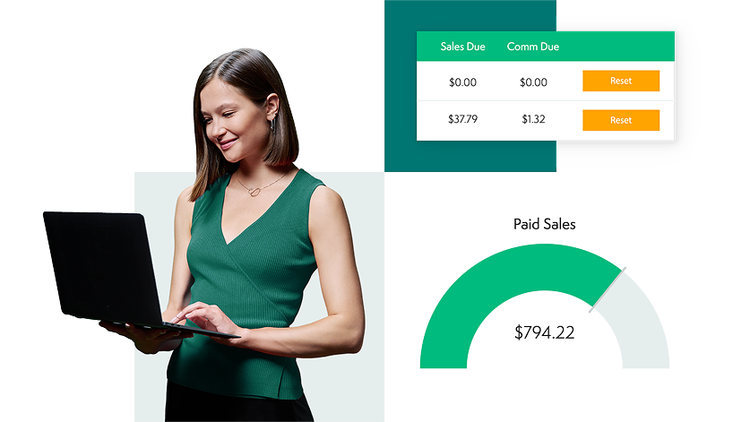 Woman reviewing a Crisp data of sales information on her laptop