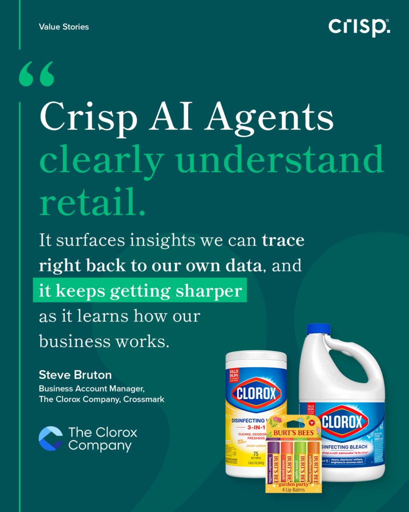 Crisp parter Clorox quote about leveraging AI Agents in retail